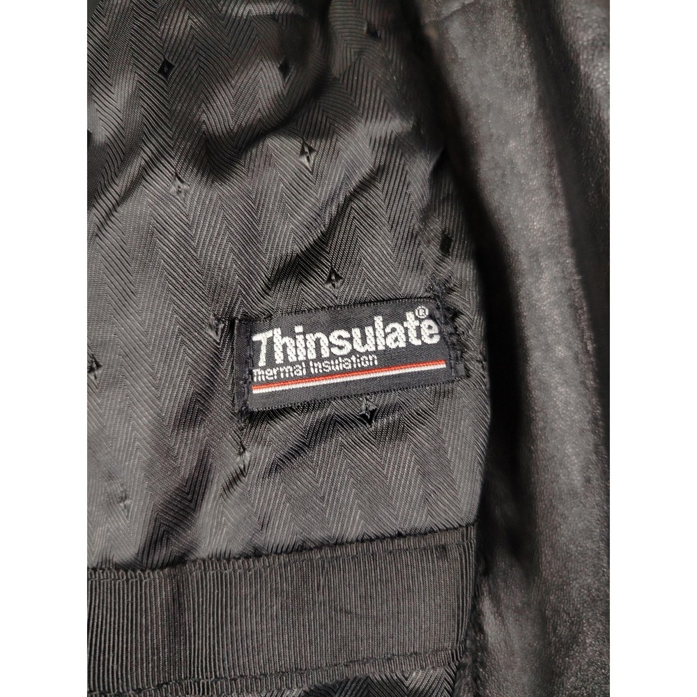 Vintage Preston & York Coat Womens Medium Black Leather Overcoat Thinsulate - Picture 4 of 12